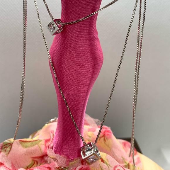 Sterling Silver 925 Double Cube Necklace - Picture 3 of 5